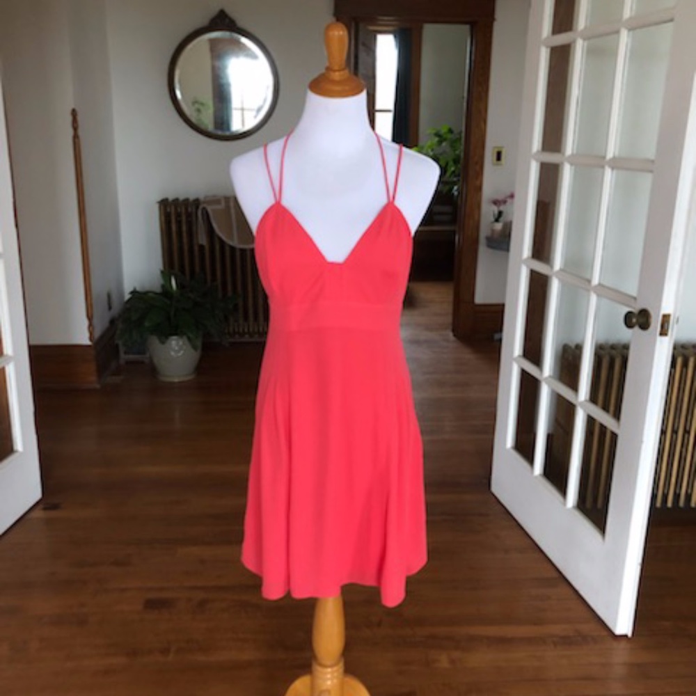 EXPRESS Coral Flowing Skirt Strappy Sundress Cut-Out Back NWOT